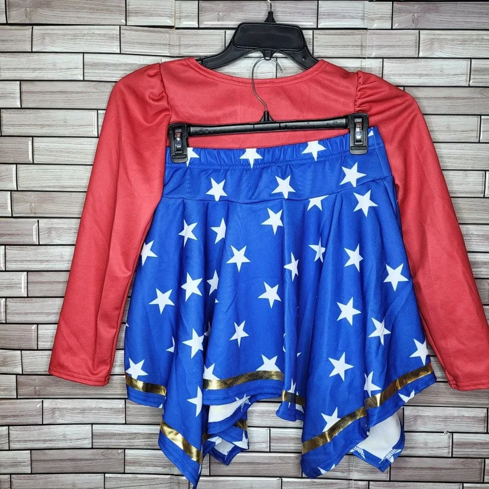 New DC‎ Wonder Woman Girl’s Costume Size Large 10-12 Rubies Dress Up Outfit